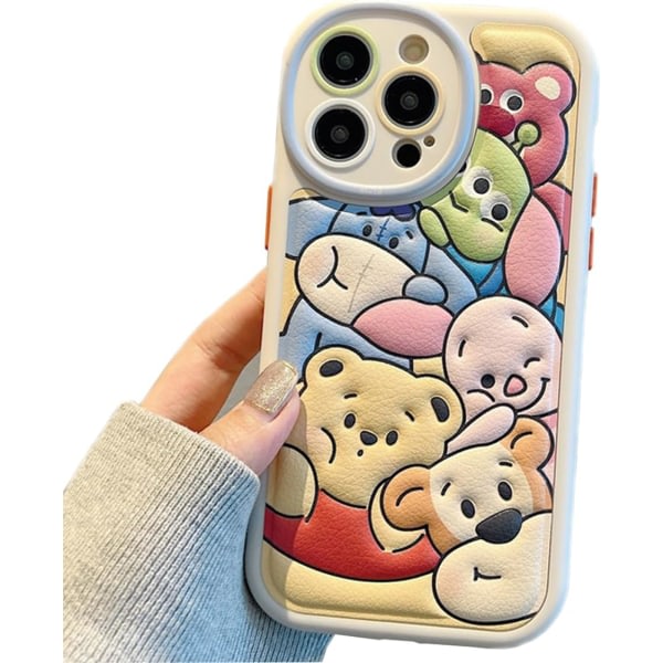 IC Kompatibel med iPhone 14 Pro Cute Case, Kawaii Phone case TPU Läder Telefon Zoo Emboss Cartoon Case Mjukt gummi Stötsäkert