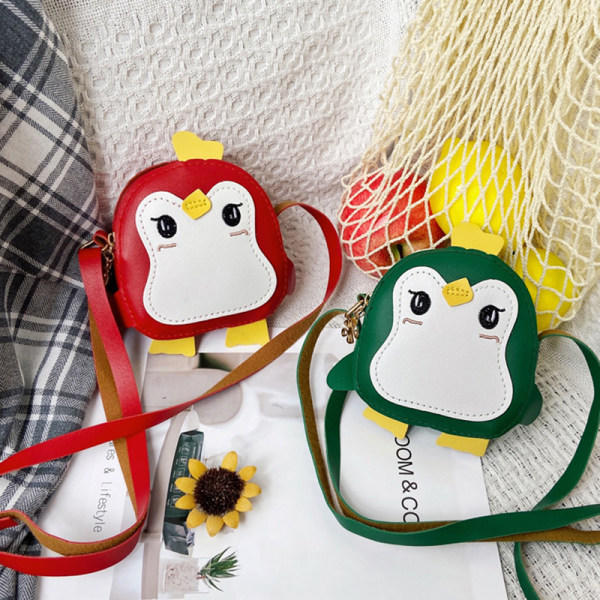 IC Axelväskor för tjejer Tecknad Penguin myntväska och Zipper Childre Svart