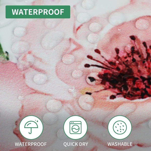 IC Blommigt duschdraperi med vattentät viktfåll 180x