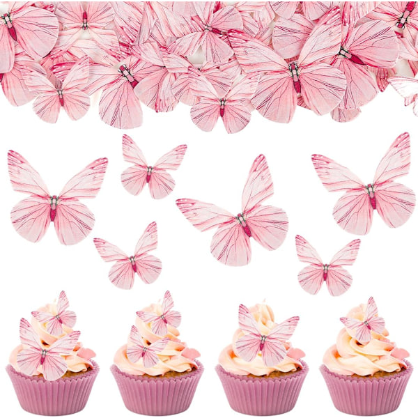 72 pcs pink butterfly cake decoration, butterfly toppers, decoration, cupcake decoration