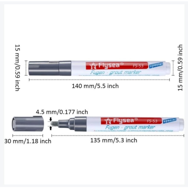 IC Kakelfogpenna Väggfog Restaureringspenna Reparationsmarkör Fogfyllning Penna för Väggkakelrestaurering Badrumsgolv (Mörkgrå)