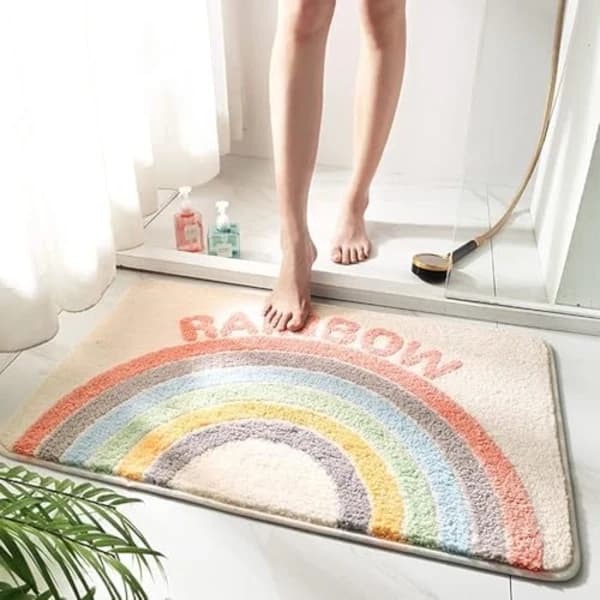 Skridsikker badeværelsesmåtte, blød mikrofiber bademåtte, maskinvaskbar absorberende brusemåtte til badeværelse, køkken, soveværelse, D