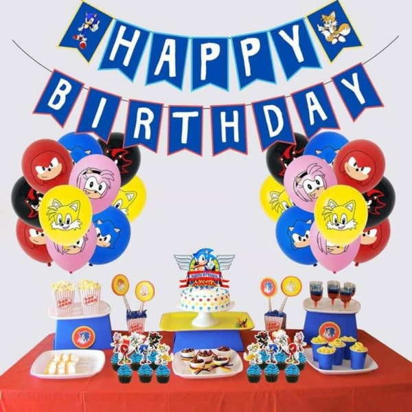 IC Födelsedagstillbehör, Sonic folie latexballonger Festtillbehör för barnfest Baby shower Födelsedagsdekorationer