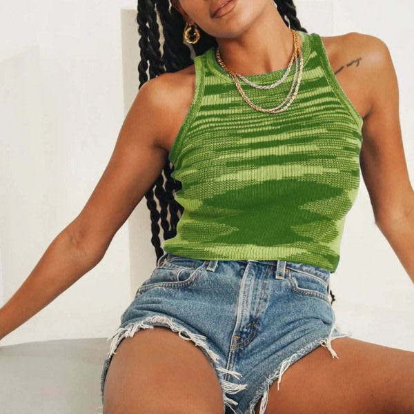 IC Strikket Crop Top for Kvinner Ærmeløs Off Shoulder Y2K Cami Basic