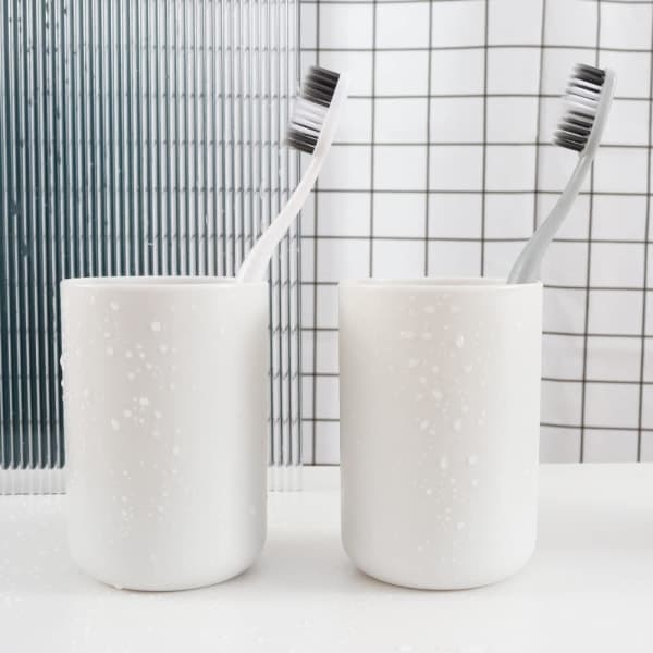 IC 2 stk tannbeger, tannbørsteholder for bad, kopp, plast