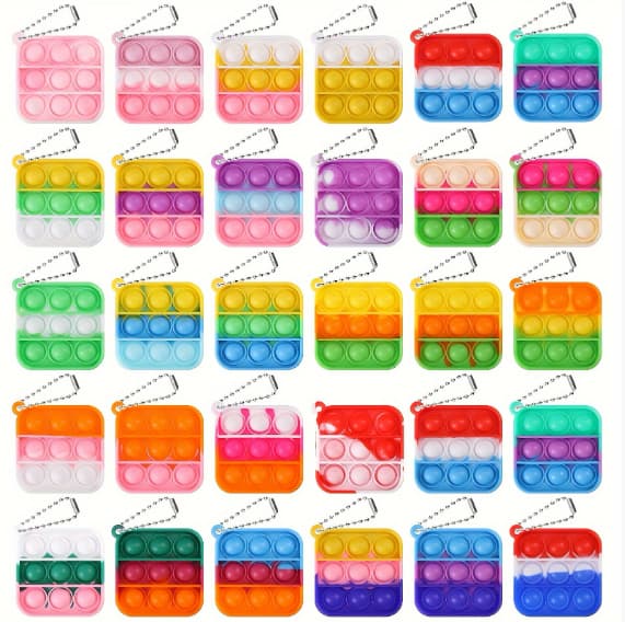 Mini Pop Leke, Nøkkelring Pop Bubble Popping Sensorisk Leke (to tilfeldig valgt)