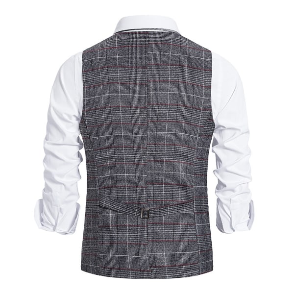 Formell forretningskostym for män, vestar med 5 knapper, vanlig passform for kostym Gray L