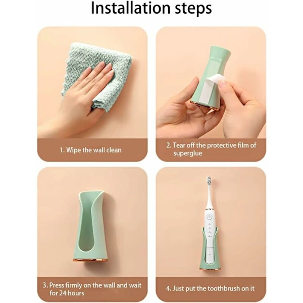 Wall Mounted Electric Toothbrush Holder, Space Saving, Green