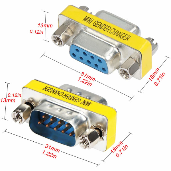 IC 10 stycken 9-stifts RS-232 DB9 hane till hane/hona till hona seriell