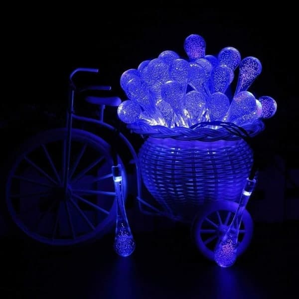 IC 6,5M 30 LED Utendørs Solcelle Blå LED Vanntett Batteridrevet