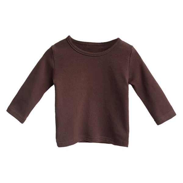 IC Lång t-shirt i bomuld for barn med rund hals og botten skjorta-brun