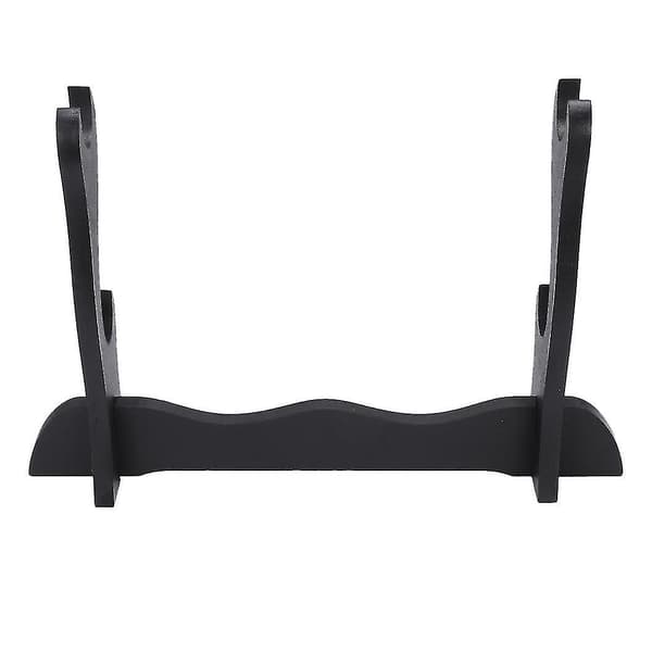 Samurai Sværd Display Stand Træ 2-Lags Holder Stativ til Katana Wakizashi Hjemmekollektion Sort