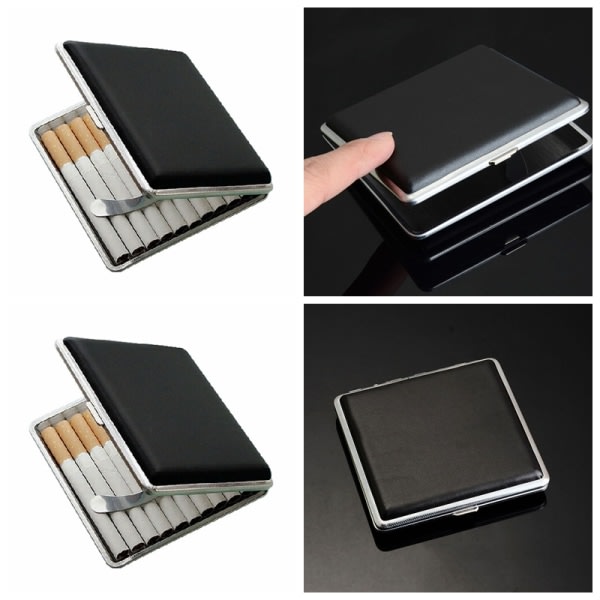 IC Klassisk skinn- og metallholder sigarholder black