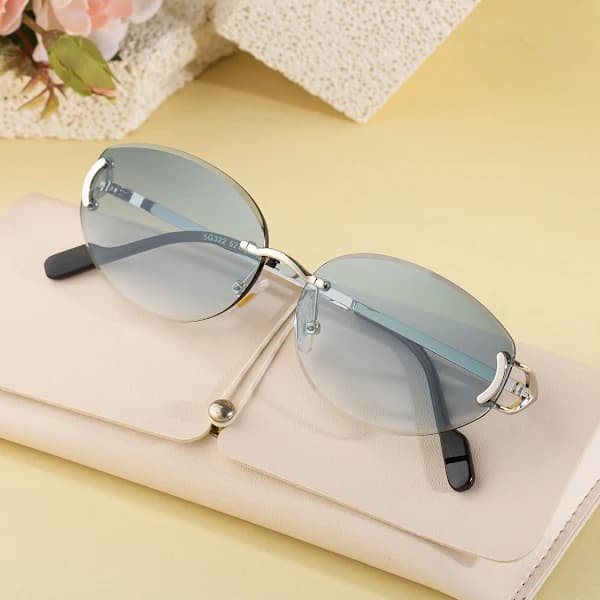 diamanttrimmede eksklusive trendy solbriller for kvinner C7 gun gray light gray outer blue C7 gun gray light gray outer blue