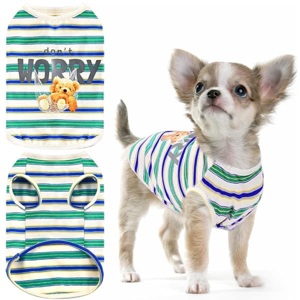 IC Hundeskjorter Tøj Stribede T-shirts til små hunde Katte, M