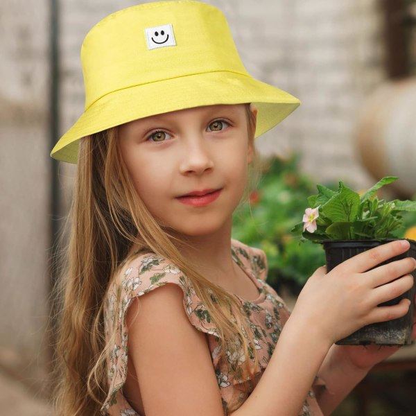 IC Leende Ansikte Bucket Hat Söt Bucket Cap Strandsolhatt Sommar Resehink för Kvinnor Män