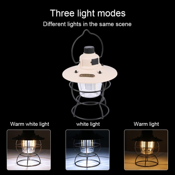 IG LED Campinglampa, Uppladdningsbar Camping, Bärbar Utomhus Vit