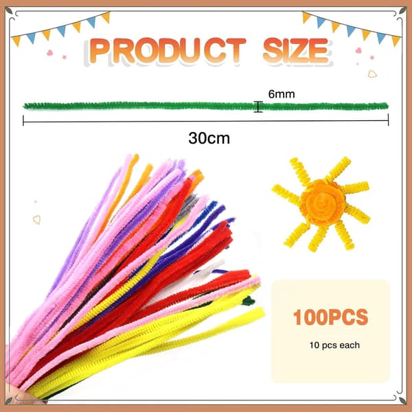 400 kpl värikkäitä chenille-lankoja - Piippurassit askarteluun - 30 cm - DIY - Monivärinen