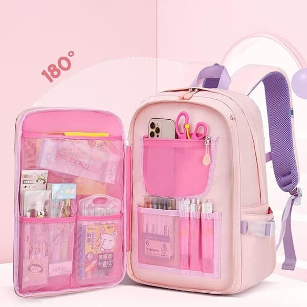 IC Tjejryggsäck Söt Kanin Grundskoleväskor Mellanbokväskor Casual Daypack Ryggsäckar Slitstarka Lätta Resväskor (Blå)