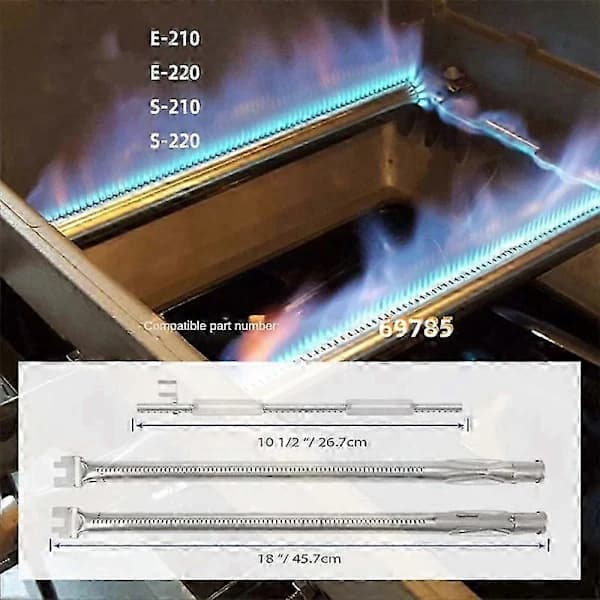 Udskiftningsbrænderrør i rustfrit stål til Weber Spirit E 210 E 220 S 210 S 220 grill sølv 18 tommer