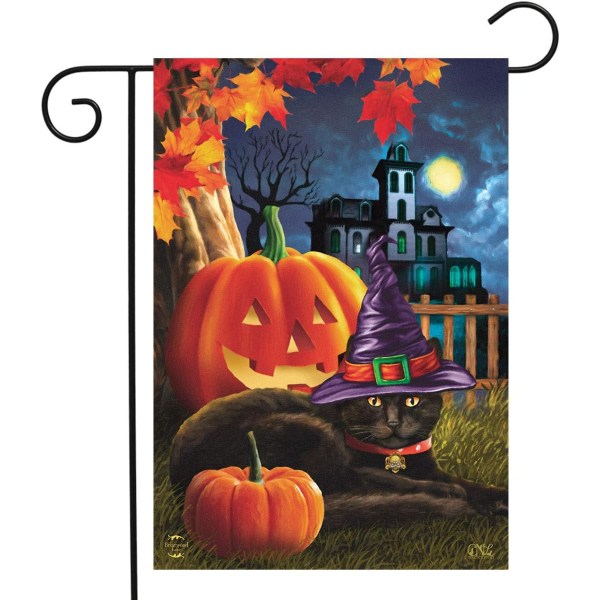 IC Black Cat Halloween Garden Flag Jack O'Lantern Spooky 12,5" x 18" Briarwood Lane