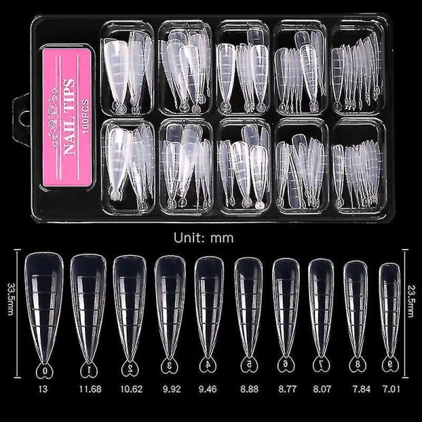 100 st Poly Nail Gel Quick Building Form Nail Dual Forms Finger Extension Nail Art Uv Builder Enkelt at finde nagelværktøj