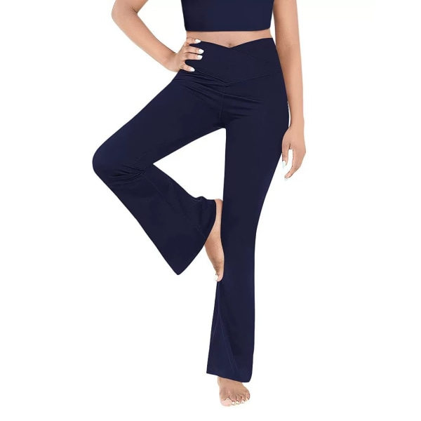 IC Sorte Flare Yoga Bukser til Kvinder, Crossover Buttery Bløde Bootcut Leggings