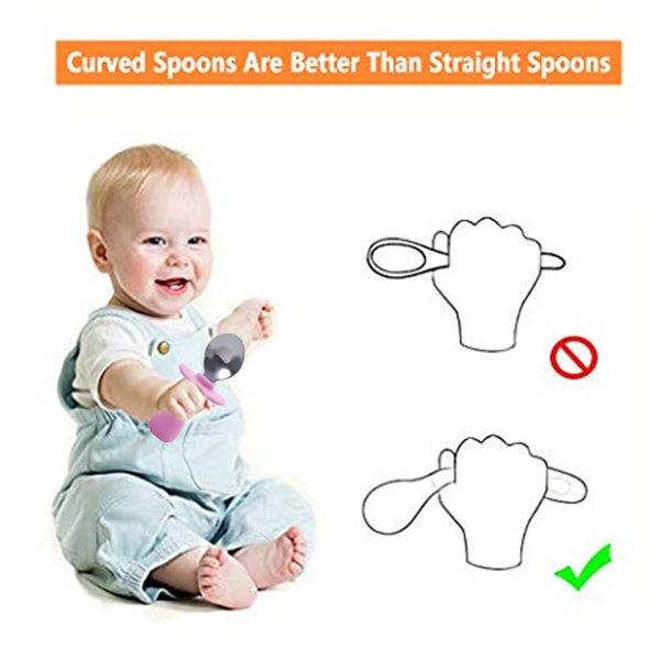IC Toddler sked och gaffel set, baby sked självmatande toddler rosa