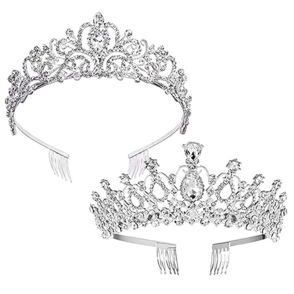Rhinestone brudetiara 2-pak krystal bryllupskrone til brud og brudepiger