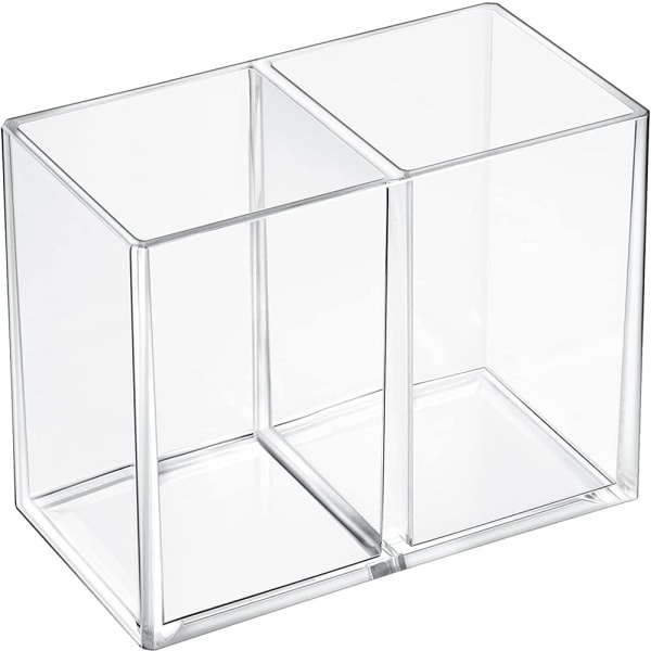 IC Makeupbørsteholder, Akryl Penneholder, 2 Rum Skrivebord