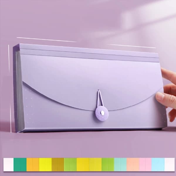 Expanding Document Folder with 13 Pockets, Professional Waterproof Document Organizer for VAT Invoices and Receipts, Purple