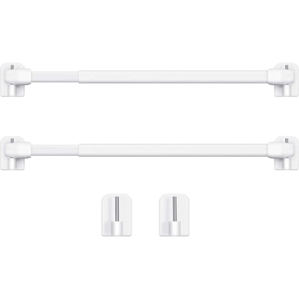 Justerbar Gardinstång i Plast Utdragbara Fönstergardinstänger Skåpstavar Spännstång Självhäftande Gardinstångskrokar, 40-60cm (Vit, 2st)