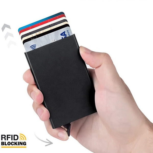 IC Sort kortholder med RFID-beskyttelse Aluminiumsdæksel sort