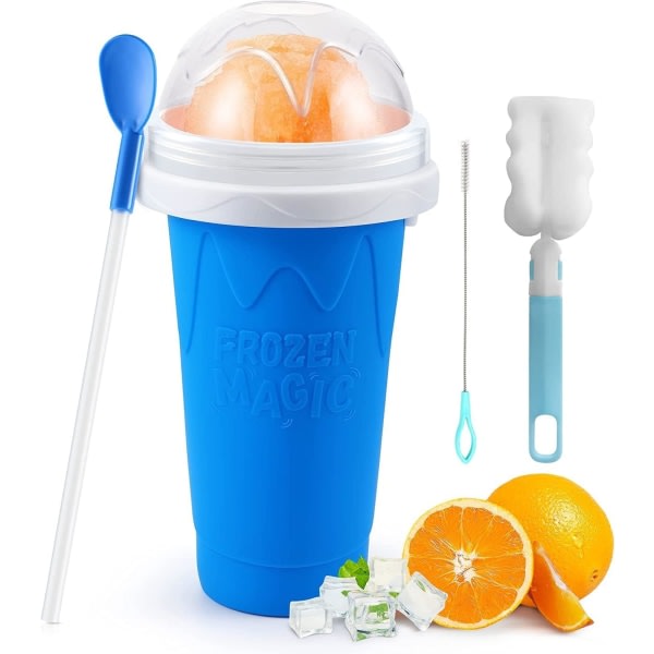 IC Slushy Maker, Quick Frozen Smoothies Cup Kylkopp Dubbellagers Squeeze Cup Hemlagad Milkshake Glassmaskin för barn och familj
