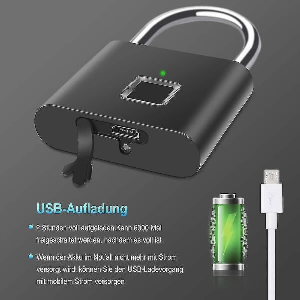 IC CNE Fingerprint Hänglås Smart Fingerprint Lock, USB Cha