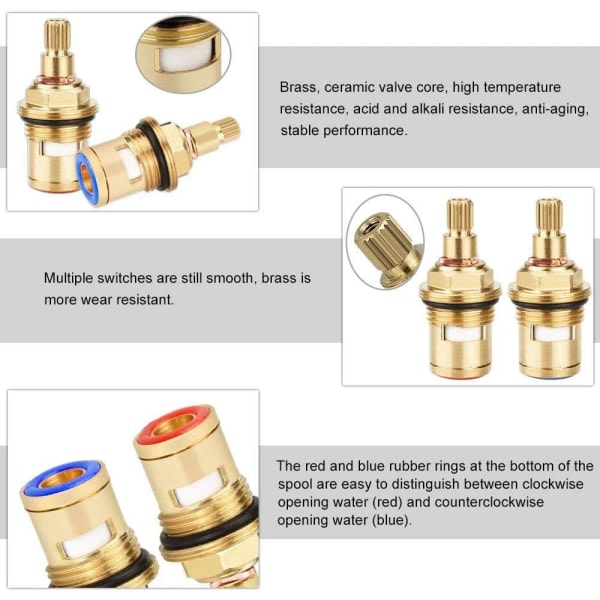 IC Keramisk patronkran Fiyuer 4 stk Keramiske skiver kranhode for dusjkabin Kjøkken baderom Messing Vannutskiftingsventiler (varmt og kaldt)