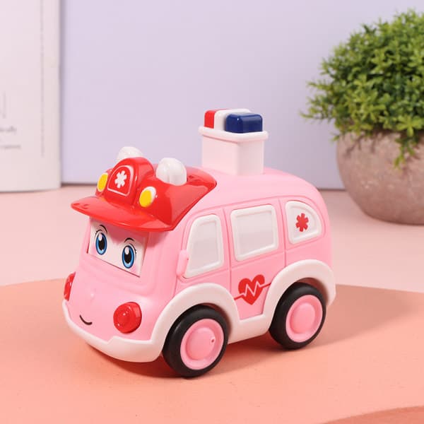 IC Børne Træghedslegetøj Minipoliti Bil Ambulance Børn Træk Tilbage Pink