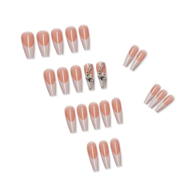 IC 24 stk Luksuriøse Falske Negltips Ekstra Lange Trykk-På Butterfly Rhinestone Negltips