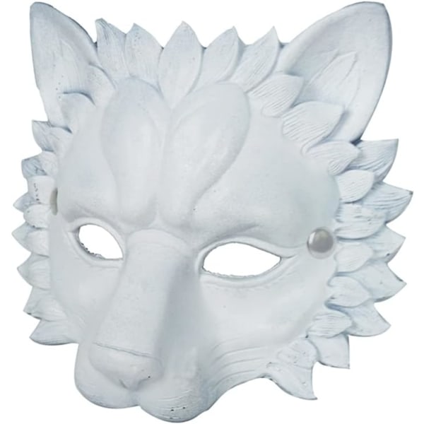 IC jojofuny Halloween Løvemaske Halvansigt Dyremaske Cosplay Halloween Fest Kostume Rekvisitter til Festival Dansfest Maskerade Hvid