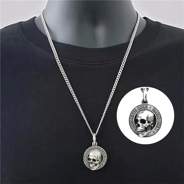 IC Memento Mori Kaulakoru Carpe Diem riipus 3D Kallo Kaulakoru Miehille, Mori 400-vuotisjuhlan kaulakoru Special