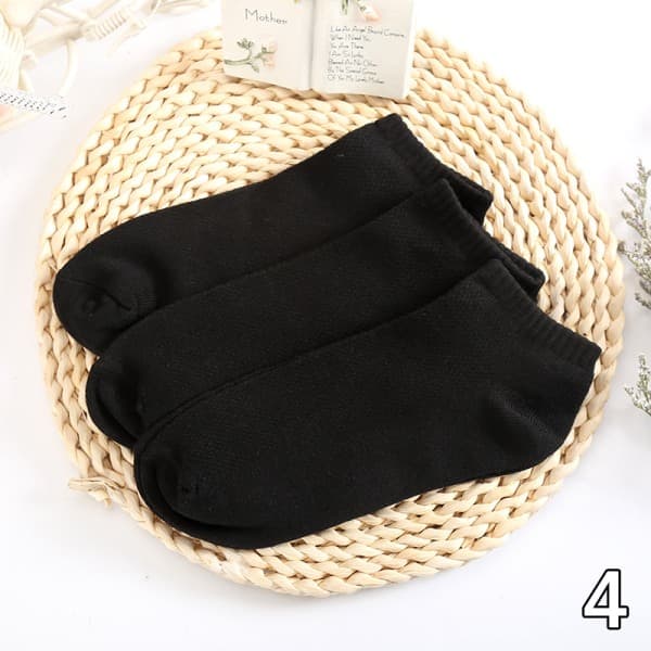 IC Låga Herrstrumpor Svart Vit Grå Bomull Mesh Kortstrumpa Herr Spo 4(5pair black)