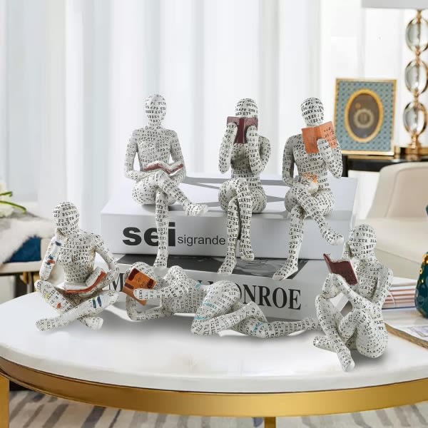 IC Pulp Lesende Dame Staty Thinker Statue Abstrakt Hjeminnredning
