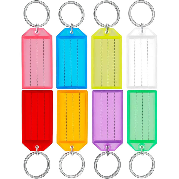 20 kpl tuffa plastnyckelbrickor med delat ringetikettfönster, olika färger IC