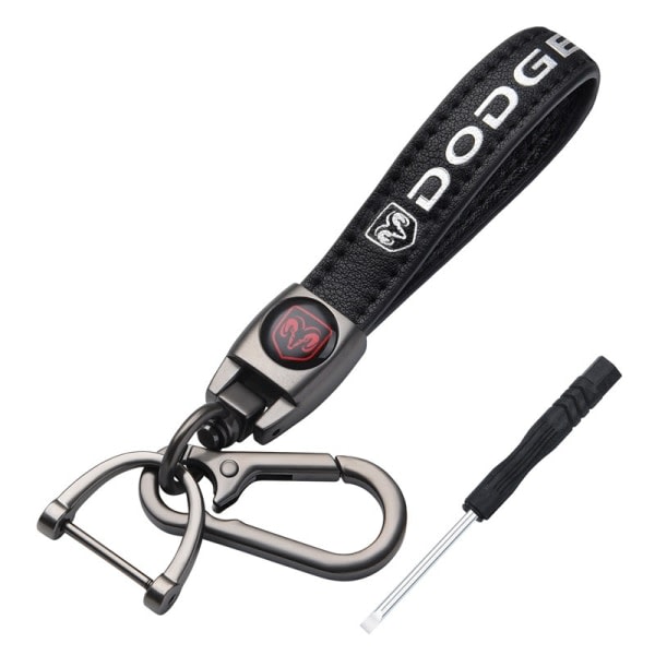 Läderset -Dodge Red Label- Resa Premium Nyckelring Clip Lanyard Tillbehör Dekoration Present, 1 st IC
