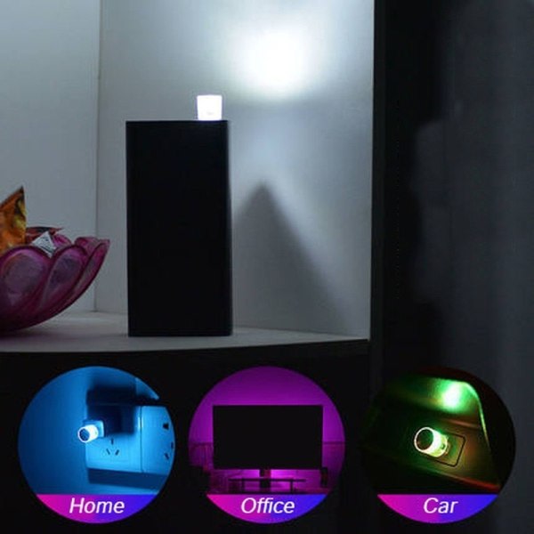 IC Bil Mini USB LED Ambient Light Dekorativ atmosfæreslampe for interiør Light Plug Play