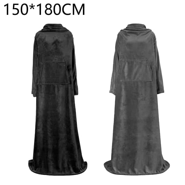 IC Bärbar filt med ärmar Vintermjuk sofffilt fullbody grå
