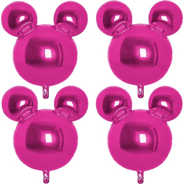 IC Rosa musballonger 4 st Mus födelsedagsfesttillbehör Musfestdekorationer 24 tums folieballonger för mus för 1:a 2:a födelsedagen