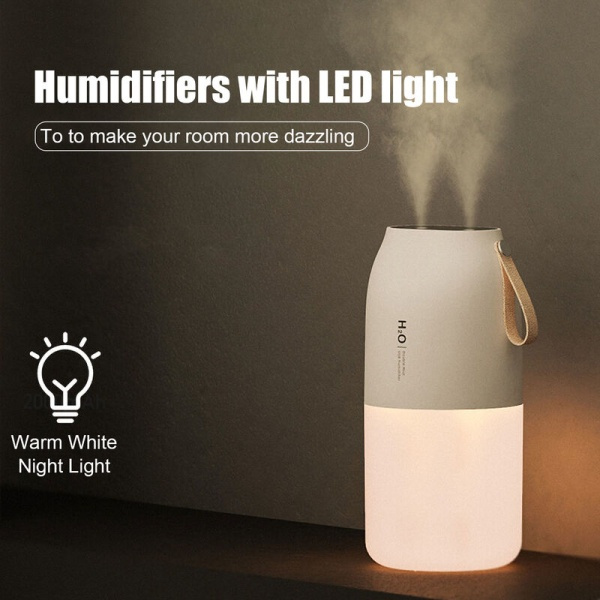 IC 300ml USB LED-valolla Varustettu Kaksi-Suuntainen Kylmäsumu Ilmankostutin Automaattinen Sammutus Kannettava Työpöydän Ilmankostutin (Vaaleanpunainen)