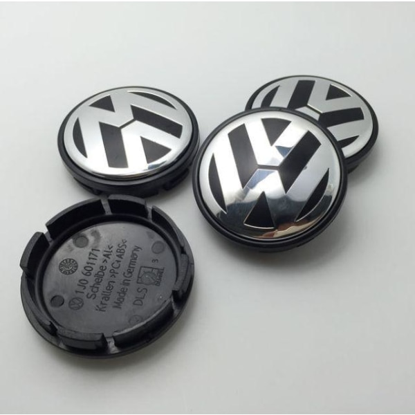 4st VW-logotyp Ytterdiameter 56 mm Cap Fälgemblem Fälgmärke