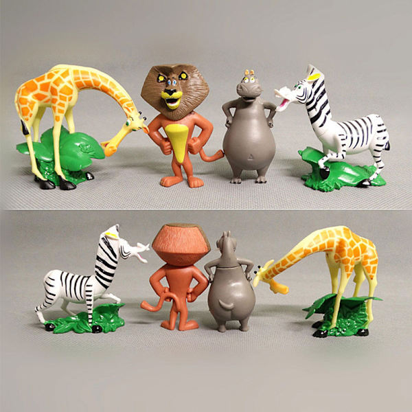 4 stk./sæt Madagaskar Dyr Løve Zebra Giraf Samling Actionlegetøj Model Dukker Anime Figur Børn Gave A